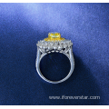 Yellow CZ Fine Sterling Silver Rings Rhodium Plated